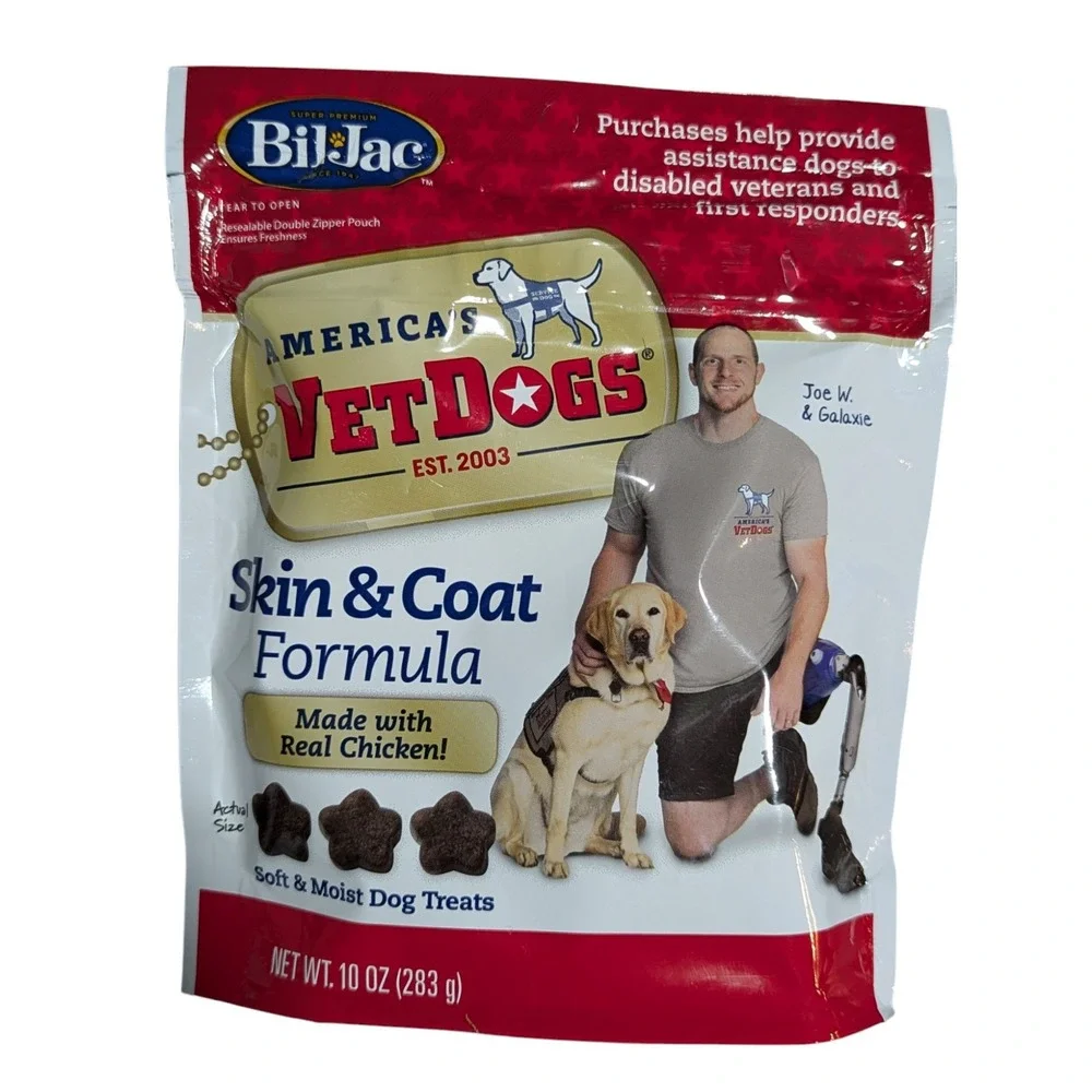 Bil-Jac VetDogs Skin & Coat Soft Treats 2-10 oz‎ Bags, Made With Real Chicken